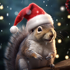 Eichh&ouml;rnchen mit Weihnachtsm&uuml;tze, Weihnachten, Squirrel
