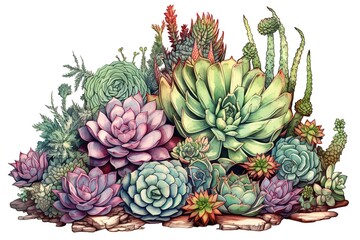 Obraz premium succulent garden isolated on white. generated by AI.