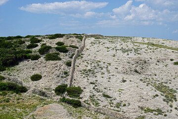 barren landscape on island pag in croatia