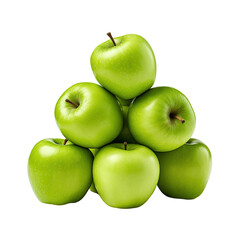 Pile of fresh green apples, transparent