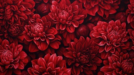 Fresh beautiful red peony flowers in full bloom. Generative AI. Illustration for banner, poster, cover, brochure or presentation. - obrazy, fototapety, plakaty
