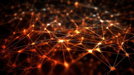 Grid surface. Abstract science or technology background. Digital background with glowing particles and lines. Big data visualization. Generative AI. Illustration for cover, brochure or presentation.