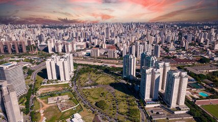 aerial view of Barra Funda neighborhood, Parque das Perdizes, in Sao Paulo, Brazil