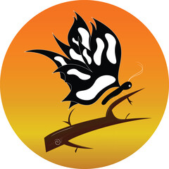Illustration vector graphic of butterfly on a tree branch.
perfect for decoration background your design.