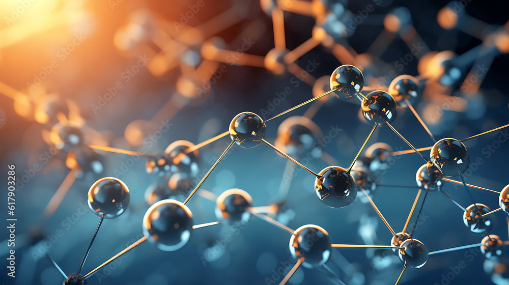 Aufkleber science molecule, molecular dna model structure.created with generative ai technology.