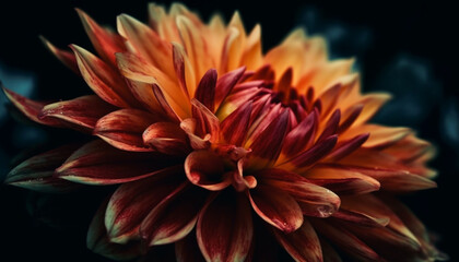 Vibrant dahlias bloom in nature beauty, a colorful bouquet gift generated by AI