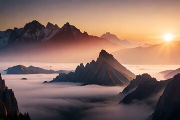 sunrise in the mountains gernated ai