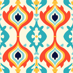 Moroccan ikat pattern ethnic beautiful background art. Folk embroidery textile fashion seamless pattern.