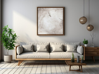 Mock up frame in home interior with modern brown sofa HD, Background