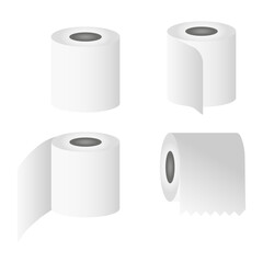 Realistic toilet paper. kitchen paper tovel cylinder, insulated insulated wall, hygiene spool shet, office print paper roll. Vector set.Vector illustrator