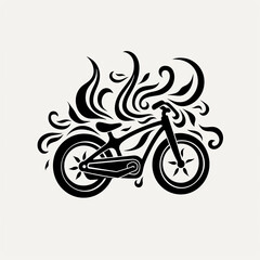 A black and white drawing of a motorcycle. Generative AI.