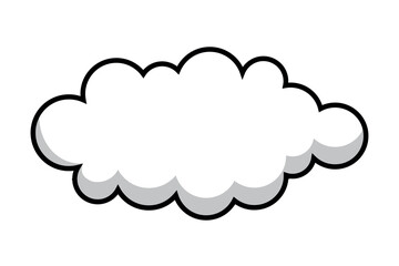 Vector Outline Cloud Isolated on White Background. Minimal Cloud in Cartoon Style. Clouds Set in Hand Drawn Vintage Retro Style Cartoon Clouds design elements. Environment illustrations.