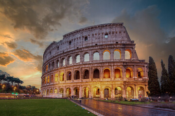 Fototapeta na wymiar Colosseum night view in Rome