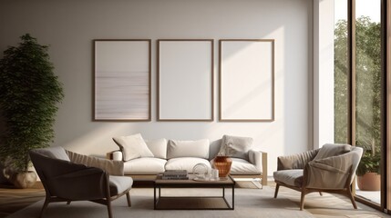 Naklejka na ściany i meble Modern style living room with picture frame