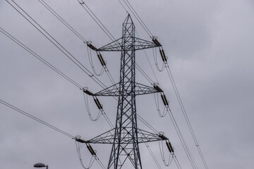 An electricity transmission tower, also known as a pylon.