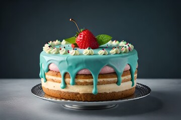 cake with berries generated by AI technology 
