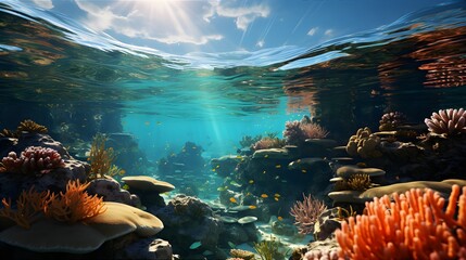 Coral reef and underwater world. Generative AI