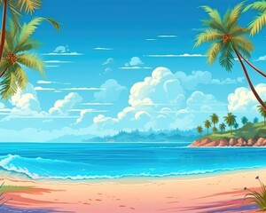 Fototapeta na wymiar A web banner with tropical beach and nature background. (Illustration, Generative AI)