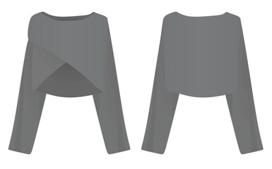 Grey woman poncho sweater. vector