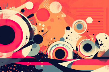 A painting of an abstract design with circles and dots. Generative AI.