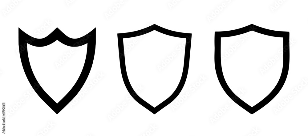 Poster shield icons set in simple style. protect shield security line icons. vector illustration