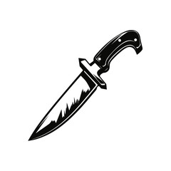 Black knife icon in flat style isolated on white background. Hunting knife icon. Vector illustration