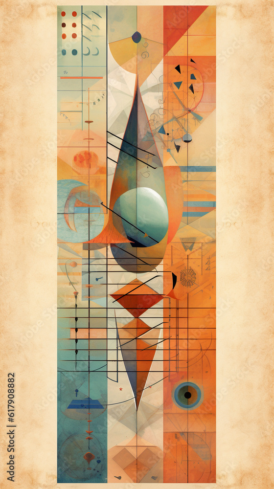 Poster a painting of a water drop with geometric shapes. generative ai. abstract geometric background with 