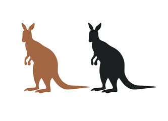 kangaroo logo and icon in glyph style.  isolated on white background.