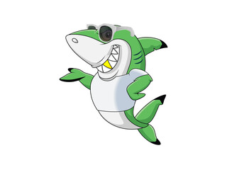 Shark Cartoon design . Cartoon comic fish isolated on white background vector illustration.