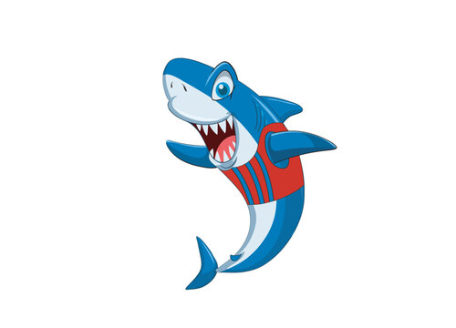 Shark Cartoon Animal Illustration. Cute Shark Clipart.
