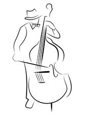 musician with cello on the white - 617910249