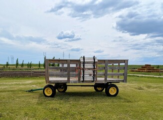 Hay trailer in a field