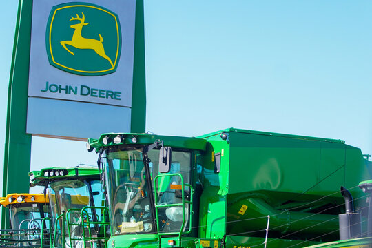 June 27, 2023, Brazil. In this photo, the facade of a John Deere farm machinery store.