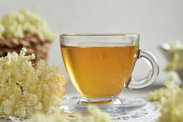 Herbal tea with elderberry flowers