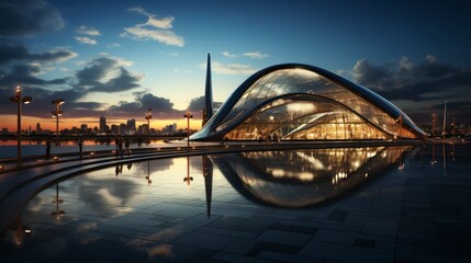 Obraz premium A picture of a moon and a building with a moon on it. Created with generative AI.