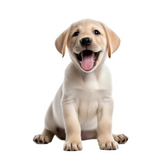 golden retriever puppy isolated on transparent background - obrazy, fototapety, plakaty