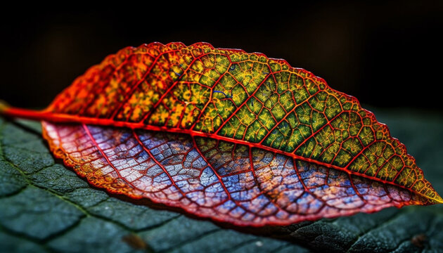Vibrant leaf pattern showcases beauty in nature organic growth generated by AI