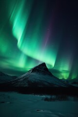 the aurora borealis in far north iceland, sky and mountains wallpaper. AI Generated