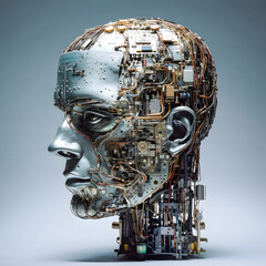 Obraz na płótnie Canvas Electronic Components Head Sculpture - generative ai