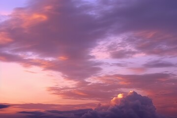 a beautiful calming sunset with purple clouds. AI Generated