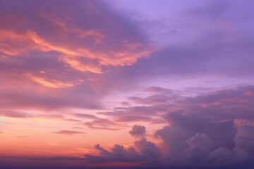 sunset purple and orange clouds in sky. AI Generated