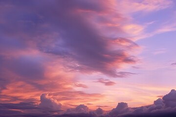 Obraz premium clouds of purple and yellow on an image of the sunset. AI Generated