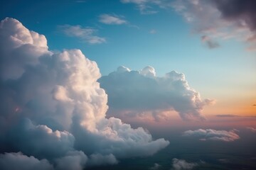 aerial view of clouds from an airplane. AI Generated