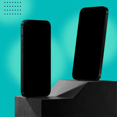 cell phone mockup on blue background