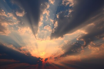 rays of sun shining through clouds. AI Generated