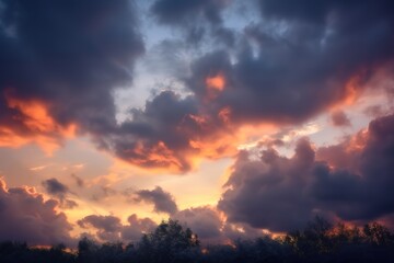 sunbeams through the clouds, the sun rays shining against the looming clouds. AI Generated