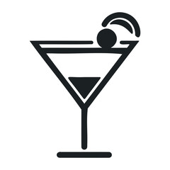 Cocktail black and white icon. vector illustration