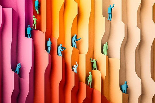 Personnes en train d'escalader une falaise, concept de la vie et des affaires - G&eacute;n&eacute;rative IA