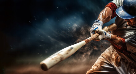 A baseball bat in a dynamic shot. 
