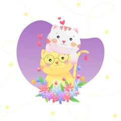 International Cat Day Illustration cat couple